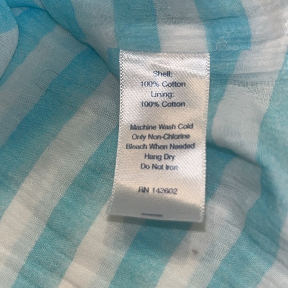 Sail To Sable Shift Tunic Dress Light Blue White Stripe Cotton Classic Lace L - Picture 8 of 12